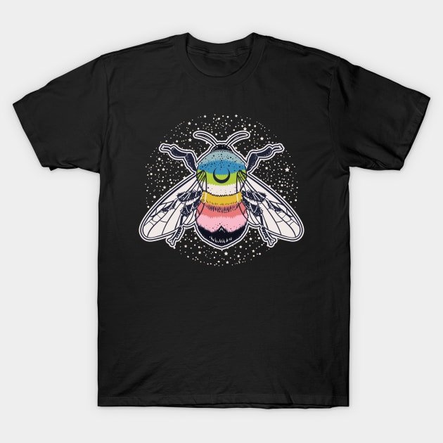 Queer Bee Proud LGBT Gay Pride Flag T-Shirt by Psitta